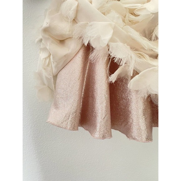 ZOE LTD Girl’s Fancy Shiny Ivory Pink Dress Size 4 “Feathers” Reg Price $350 - Picture 4 of 5